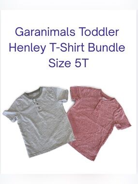 Garanimals Boys 5T Henley Shirt Bundle 2 Pc Red & Sage